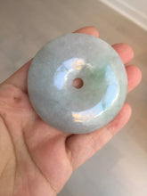 Load image into Gallery viewer, 56.6mm 100% Natural sunny green/purple/gray jadeite Jade Safety Guardian Button(donut) Pendant/worry stone F143
