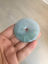 Load image into Gallery viewer, 50.2mm 100% Natural oily light green/purple/gray jadeite Jade Safety Guardian Button(donut) Pendant/worry stone F144
