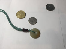 Load image into Gallery viewer, 23.8mm Type A 100% Natural light green yellow Jadeite Jade Safety Guardian Button donuts Pendant PC114

