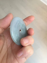 Load image into Gallery viewer, 50.2mm 100% Natural oily light green/purple/gray jadeite Jade Safety Guardian Button(donut) Pendant/worry stone F144
