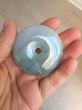 Load image into Gallery viewer, 50.2mm 100% Natural oily light green/purple/gray jadeite Jade Safety Guardian Button(donut) Pendant/worry stone F144
