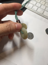 Load image into Gallery viewer, 23.8mm Type A 100% Natural light green yellow Jadeite Jade Safety Guardian Button donuts Pendant PC114

