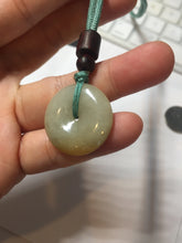 Load image into Gallery viewer, 23.8mm Type A 100% Natural light green yellow Jadeite Jade Safety Guardian Button donuts Pendant PC114
