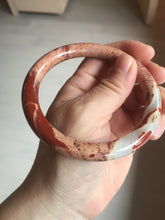 Load image into Gallery viewer, 62.4mm 100% natural red/pink slim round cut red jasper stone(鸡血石) bangle SY99
