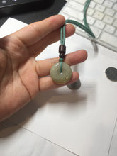Load image into Gallery viewer, 23.8mm Type A 100% Natural light green yellow Jadeite Jade Safety Guardian Button donuts Pendant PC114
