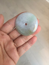 Load image into Gallery viewer, 40.6mm 100% Natural sunny green/purple/gray jadeite Jade Safety Guardian Button(donut) Pendant/worry stone F145
