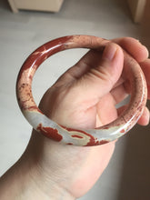 Load image into Gallery viewer, 62.4mm 100% natural red/pink slim round cut red jasper stone(鸡血石) bangle SY99
