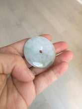 Load image into Gallery viewer, 40.6mm 100% Natural sunny green/purple/gray jadeite Jade Safety Guardian Button(donut) Pendant/worry stone F145
