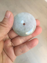 Load image into Gallery viewer, 40.6mm 100% Natural sunny green/purple/gray jadeite Jade Safety Guardian Button(donut) Pendant/worry stone F145
