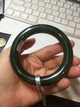 Load image into Gallery viewer, 57.5mm certified 100% Natural dark green/black chubby round cut Hetian nephrite Jade bangle HT39-0122
