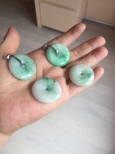 Load image into Gallery viewer, 26-28mm Type A 100% Natural sunny green yellow Jadeite Jade Safety Guardian Button donuts Pendant group BP96
