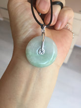 Load image into Gallery viewer, 23.5-27.7mm 100% Natural apple green/white jadeite Jade Safety Guardian Button(donut) Pendant group BK112
