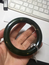 Load image into Gallery viewer, 57.5mm certified 100% Natural dark green/black chubby round cut Hetian nephrite Jade bangle HT39-0122
