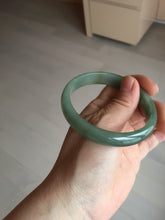 Load image into Gallery viewer, 57.6mm certificated Type A 100% Natural oily dark green/gray Jadeite Jade bangle AJ77-8579
