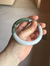 Load image into Gallery viewer, 57.4mm certified Type A 100% Natural dark green gray black white two tone(半山半水) Jadeite Jade bangle PB205-3354
