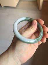 Load image into Gallery viewer, 57.4mm certified Type A 100% Natural dark green gray black white two tone(半山半水) Jadeite Jade bangle PB205-3354
