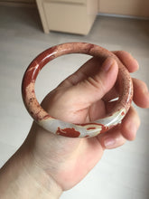 Load image into Gallery viewer, 62.4mm 100% natural red/pink slim round cut red jasper stone(鸡血石) bangle SY99
