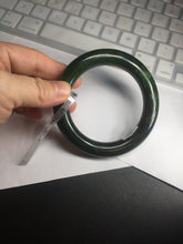 Load image into Gallery viewer, 57.5mm certified 100% Natural dark green/black chubby round cut Hetian nephrite Jade bangle HT39-0122
