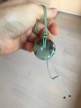 Load image into Gallery viewer, 27.3mm Type A 100% Natural icy watery dark green(绿水墨) Jadeite Jade Safety Guardian Button donuts Pendant PC115
