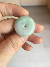 Load image into Gallery viewer, 23.5-27.7mm 100% Natural apple green/white jadeite Jade Safety Guardian Button(donut) Pendant group BK112
