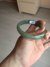 Load image into Gallery viewer, 57.6mm certificated Type A 100% Natural oily dark green/gray Jadeite Jade bangle AJ77-8579
