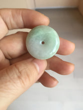 Load image into Gallery viewer, 23.5-27.7mm 100% Natural apple green/white jadeite Jade Safety Guardian Button(donut) Pendant group BK112
