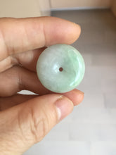 Load image into Gallery viewer, 23.5-27.7mm 100% Natural apple green/white jadeite Jade Safety Guardian Button(donut) Pendant group BK112
