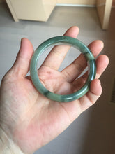 Load image into Gallery viewer, 57.4mm certified Type A 100% Natural dark green gray black white two tone(半山半水) Jadeite Jade bangle PB205-3354
