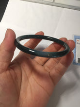 Load image into Gallery viewer, 56.1mm Certified Type A 100% Natural dark green/blue/gray Guatemala slim round cut Jadeite bangle PA139-8844
