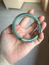 Load image into Gallery viewer, 57.4mm certified Type A 100% Natural dark green gray black white two tone(半山半水) Jadeite Jade bangle PB205-3354
