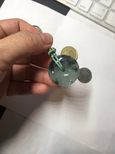 Load image into Gallery viewer, 27.3mm Type A 100% Natural icy watery dark green(绿水墨) Jadeite Jade Safety Guardian Button donuts Pendant PC115
