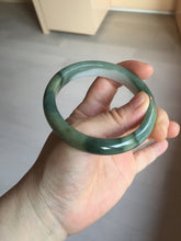 Load image into Gallery viewer, 57.4mm certified Type A 100% Natural dark green gray black white two tone(半山半水) Jadeite Jade bangle PB205-3354
