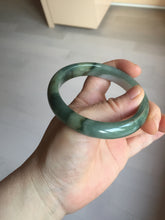 Load image into Gallery viewer, 57.4mm certified Type A 100% Natural dark green gray black white two tone(半山半水) Jadeite Jade bangle PB205-3354
