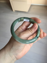 Load image into Gallery viewer, 57.4mm certified Type A 100% Natural dark green gray black white two tone(半山半水) Jadeite Jade bangle PB205-3354
