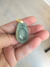 Load image into Gallery viewer, 100% Natural type A icy oily dark green Jadeite Jade seashell (福贝)  pendant F146
