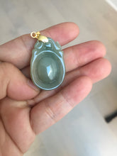 Load image into Gallery viewer, 100% Natural type A icy oily dark green Jadeite Jade seashell (福贝)  pendant F146
