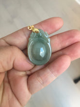 Load image into Gallery viewer, 100% Natural type A icy oily dark green Jadeite Jade seashell (福贝)  pendant F146
