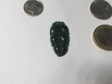 Load image into Gallery viewer, 100% natural type A icy watery dark green blue gray black Guatemala jadeite leaf pendant BP184-7
