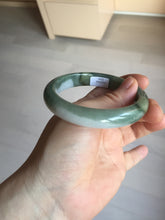 Load image into Gallery viewer, 57.4mm certified Type A 100% Natural dark green gray black white two tone(半山半水) Jadeite Jade bangle PB205-3354
