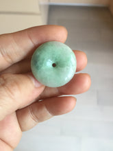 Load image into Gallery viewer, 23.5-27.7mm 100% Natural apple green/white jadeite Jade Safety Guardian Button(donut) Pendant group BK112
