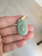 Load image into Gallery viewer, 100% Natural type A icy oily light green gray Jadeite Jade seashell (福贝)  pendant F147
