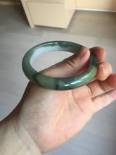 Load image into Gallery viewer, 57.4mm certified Type A 100% Natural dark green gray black white two tone(半山半水) Jadeite Jade bangle PB205-3354
