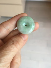 Load image into Gallery viewer, 23.5-27.7mm 100% Natural apple green/white jadeite Jade Safety Guardian Button(donut) Pendant group BK112
