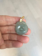 Load image into Gallery viewer, 100% Natural type A icy oily light green gray Jadeite Jade seashell (福贝)  pendant F148
