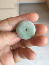 Load image into Gallery viewer, 23.5-27.7mm 100% Natural apple green/white jadeite Jade Safety Guardian Button(donut) Pendant group BK112
