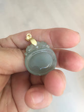 Load image into Gallery viewer, 100% Natural type A icy oily light green gray Jadeite Jade seashell (福贝)  pendant F148
