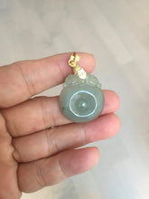 Load image into Gallery viewer, 100% Natural type A icy oily light green gray Jadeite Jade seashell (福贝)  pendant F148
