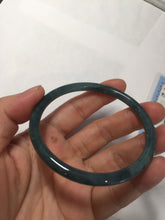 Load image into Gallery viewer, 58mm Certified Type A 100% Natural dark green/blue/gray Guatemala slim round cut Jadeite bangle PA140-8838
