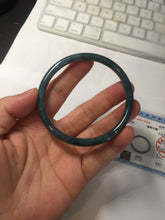 Load image into Gallery viewer, 58mm Certified Type A 100% Natural dark green/blue/gray Guatemala slim round cut Jadeite bangle PA140-8838
