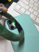 Load image into Gallery viewer, Sold  58.8mm Certified 100% natural Type A sunny green dark green/black(绿水墨)  jadeite jade bangle PB57-9764
